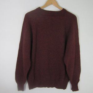 Vtg Harbour Classics Mens L Heather Burgundy LS Shetland Wool Crewneck Sweater
